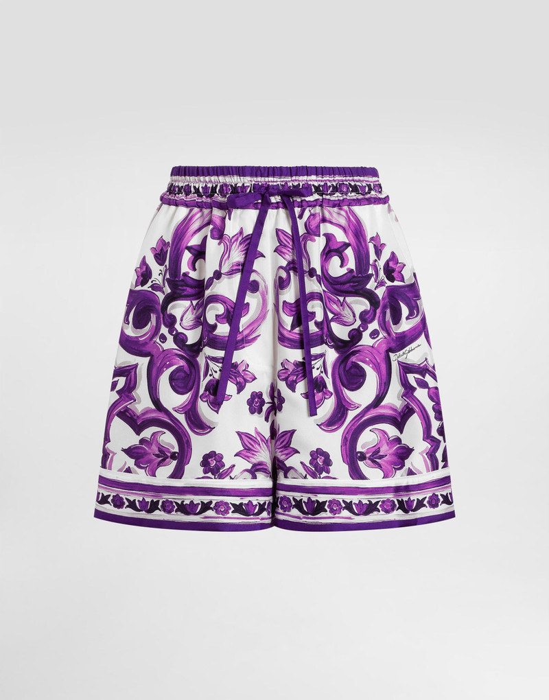 Majolica-print twill shorts 1
