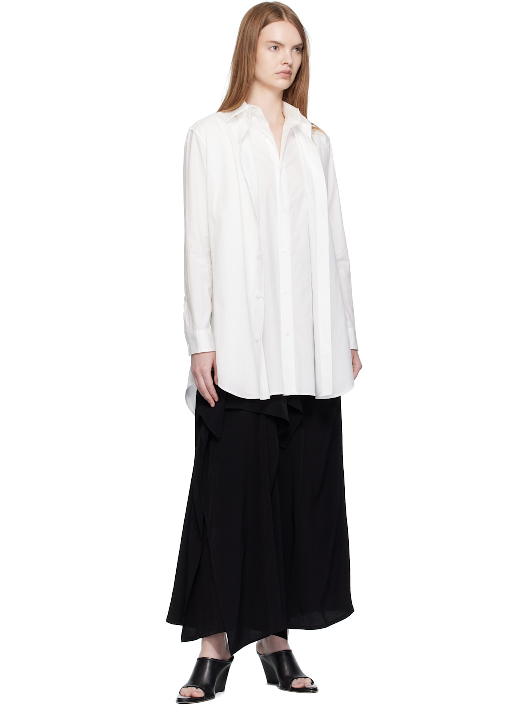 White Cotton Broad F Double Layered Shirt - 4