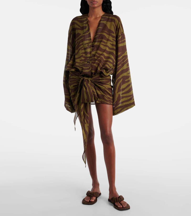 THE ATTICO Zebra-print cotton muslin minidress outlook