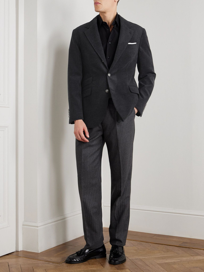 Brunello Cucinelli Slim-Fit Wool, Silk and Cashmere-Blend Corduroy Suit Jacket Gray outlook