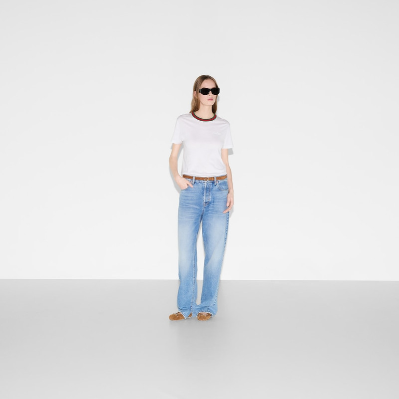 GUCCI Jersey T-shirt with Web outlook