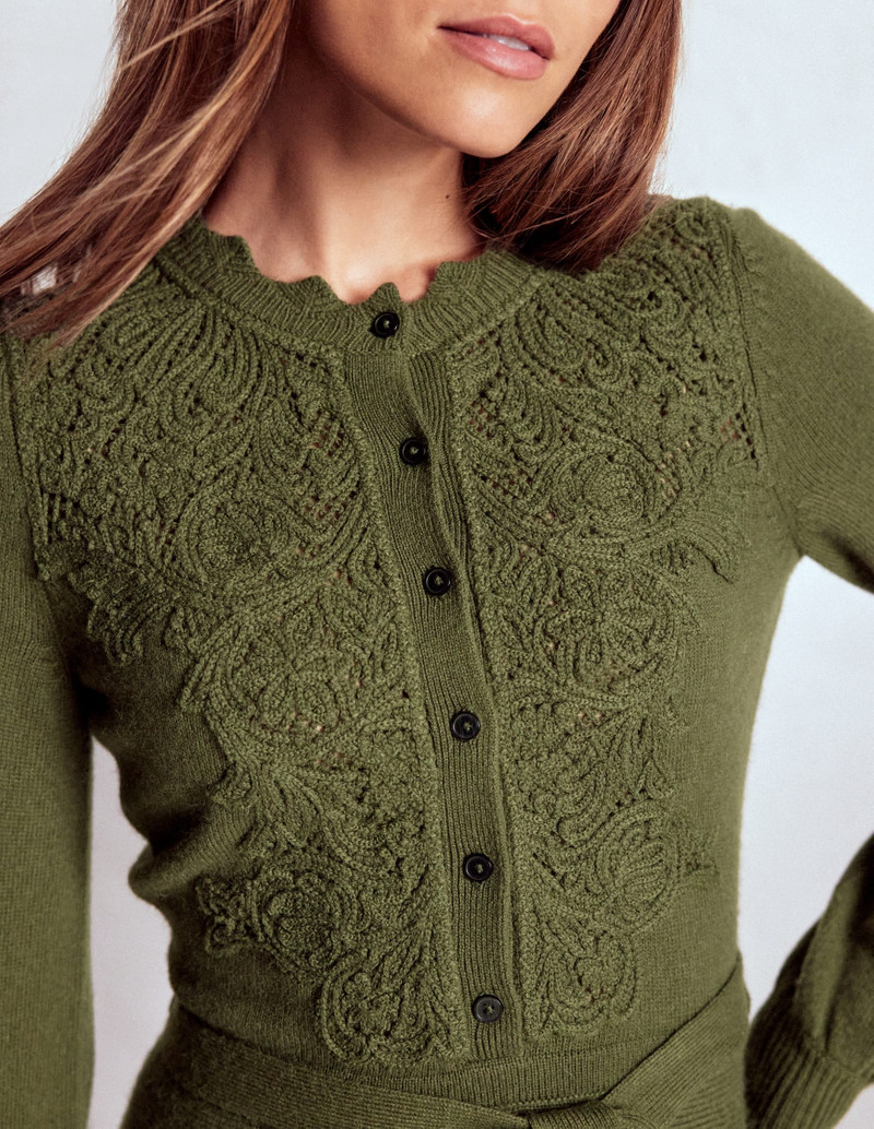 Lace Insert Knitted Midi Dress-Forest Glade 4