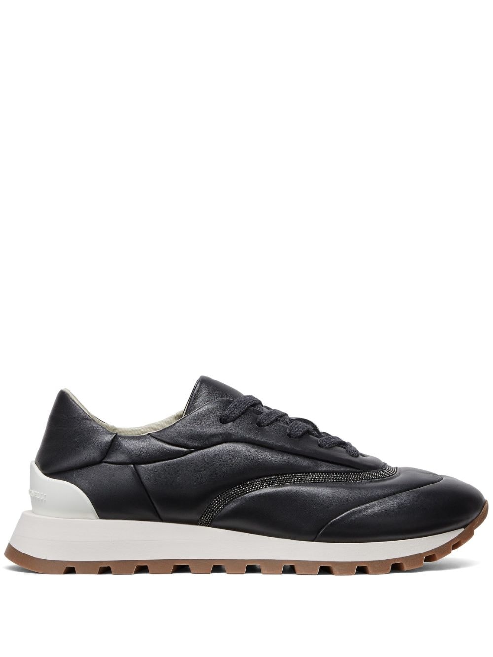 Monili-chain leather sneakers - 1