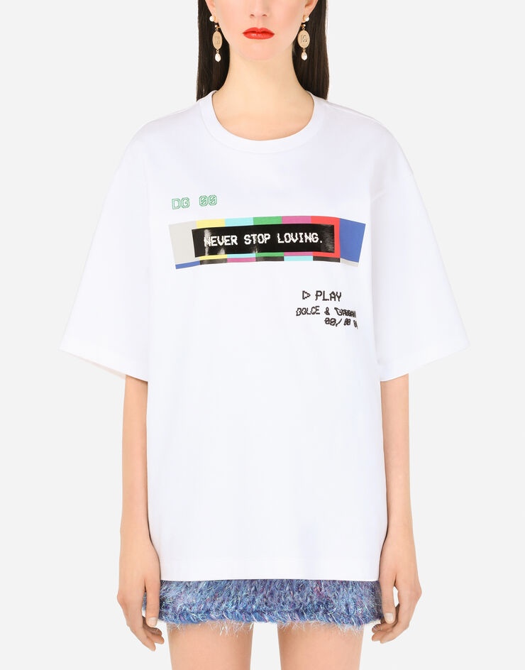 Jersey T-shirt with multi-colored glitch print - 1