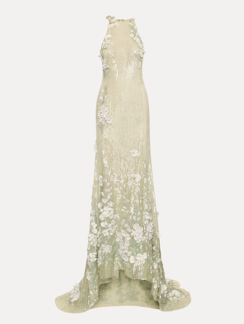 FOXGLOVE EMBROIDERED SEQUIN TULLE GOWN 1