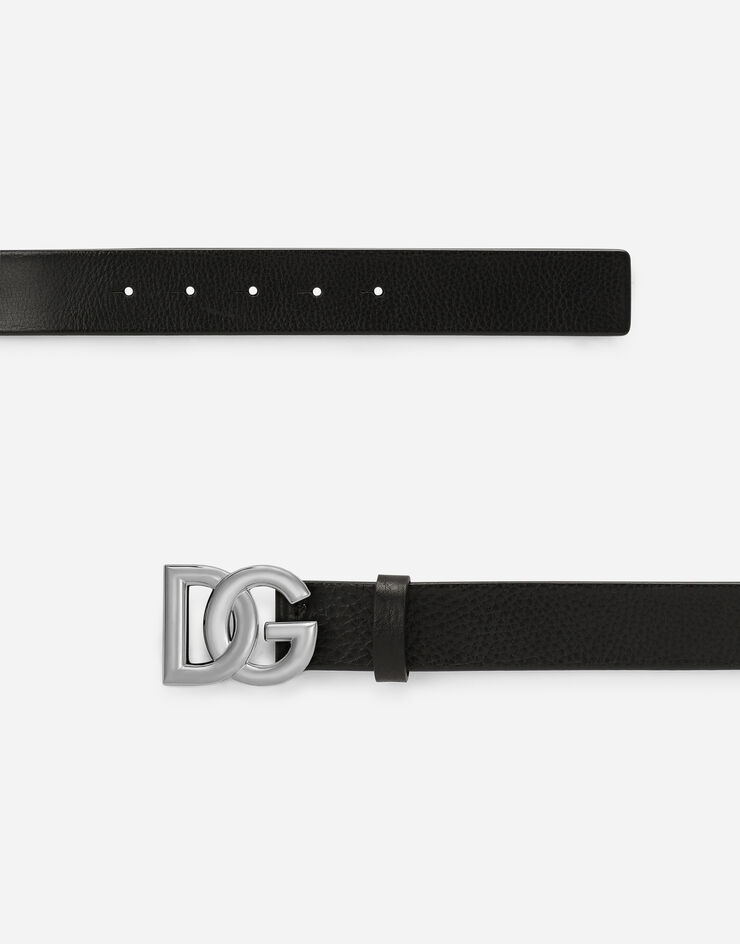 Tumbled leather belt with crossover DG logo buckle - 2