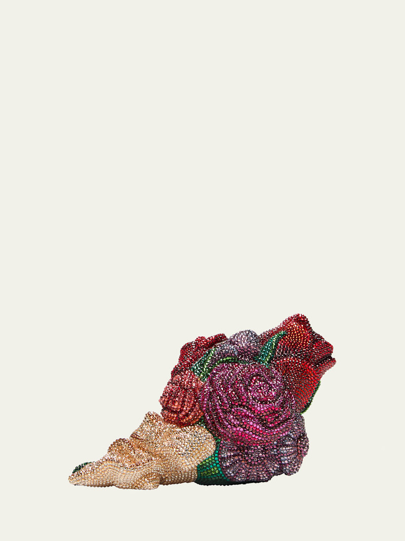 Corsage Roses Clutch Bag with Chain Strap 1