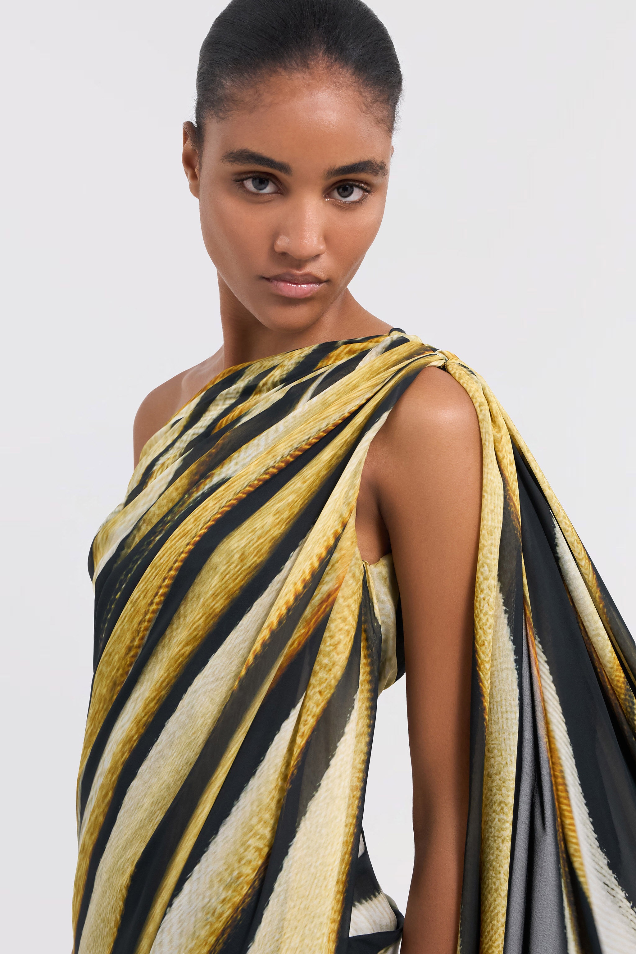 Ray Of Gold Print Silk Maxi Dress - 6