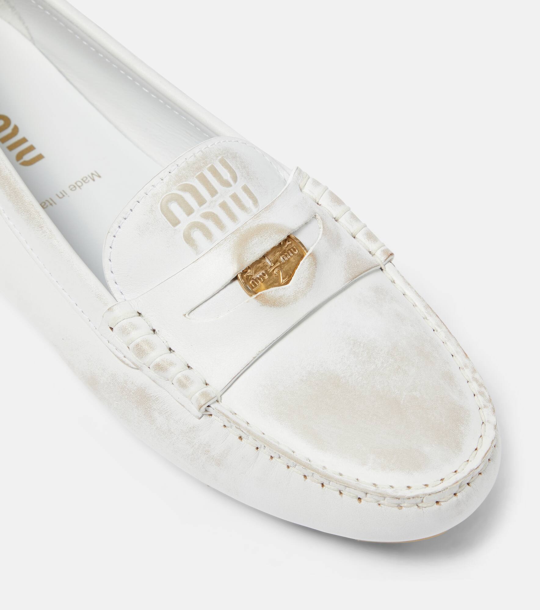 Distressed suede penny loafers - 6