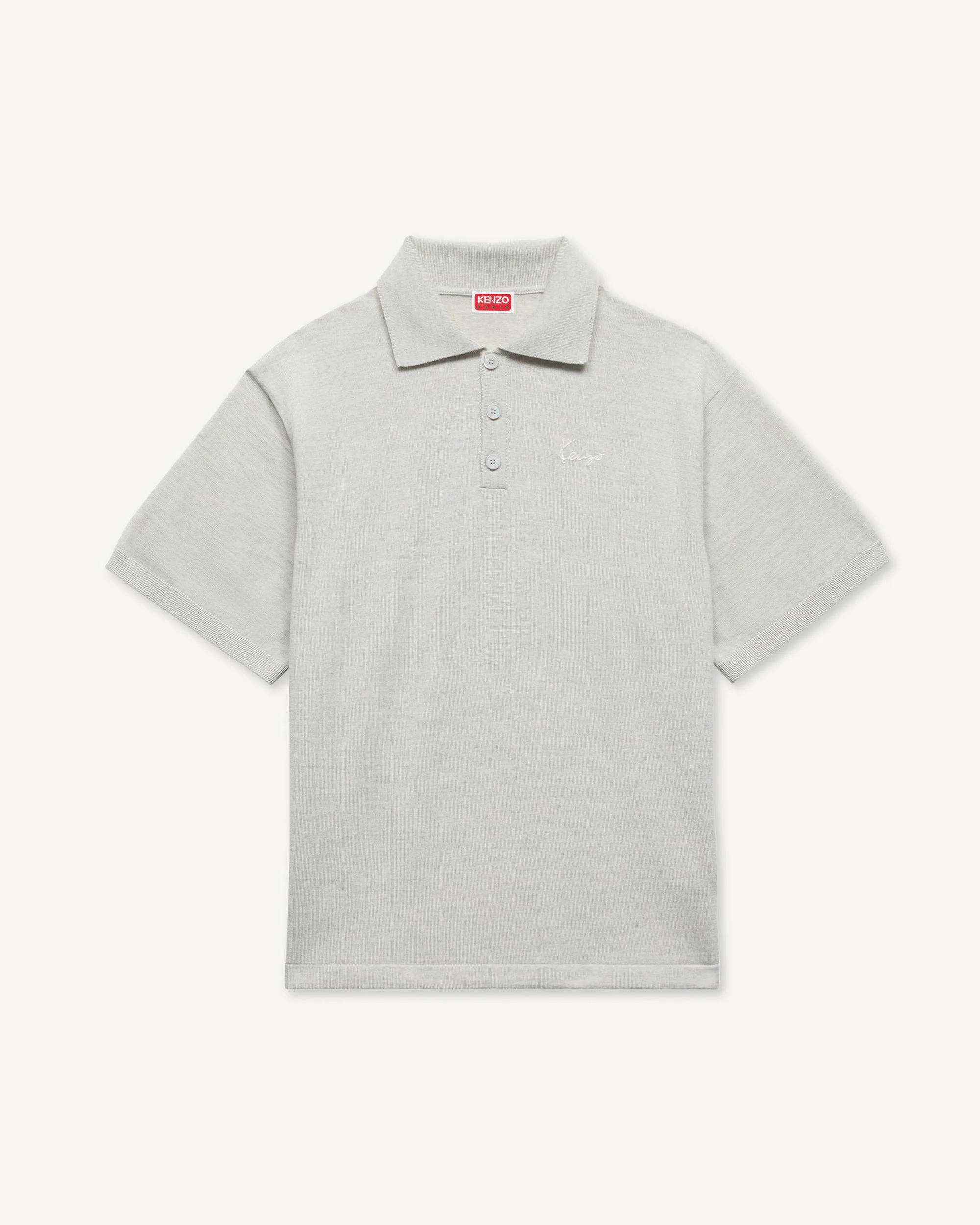 'KENZO Signature' embroidered polo in merino wool - 1