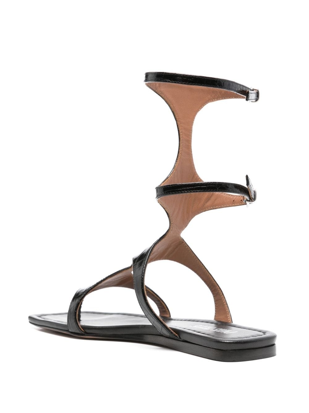 crocodile-effect flat sandals - 3