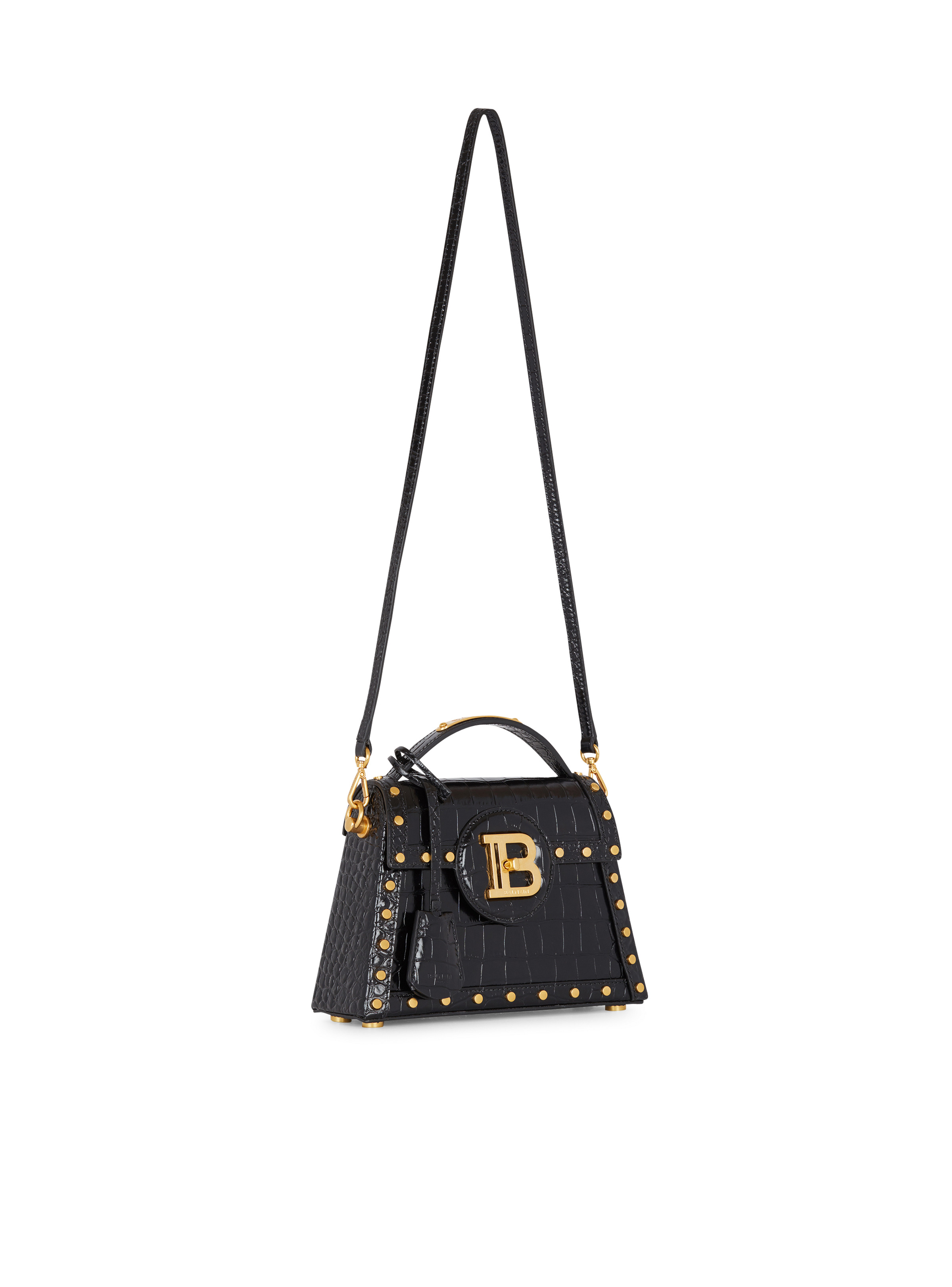 B-Buzz 22 top-handle bag in crocodile-print leather black - Women