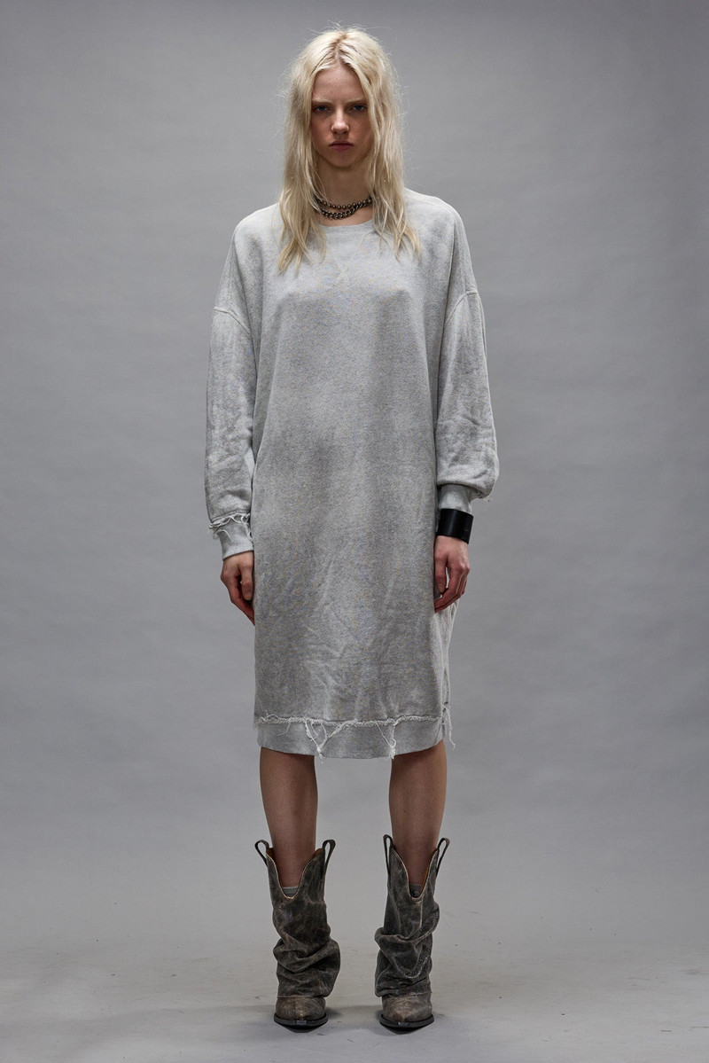 R13 GRUNGE SWEATSHIRT DRESS - HEATHER GREY outlook