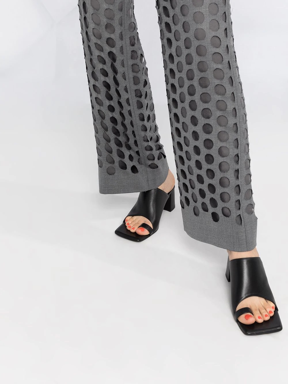 hole punched tailored trousers - 3