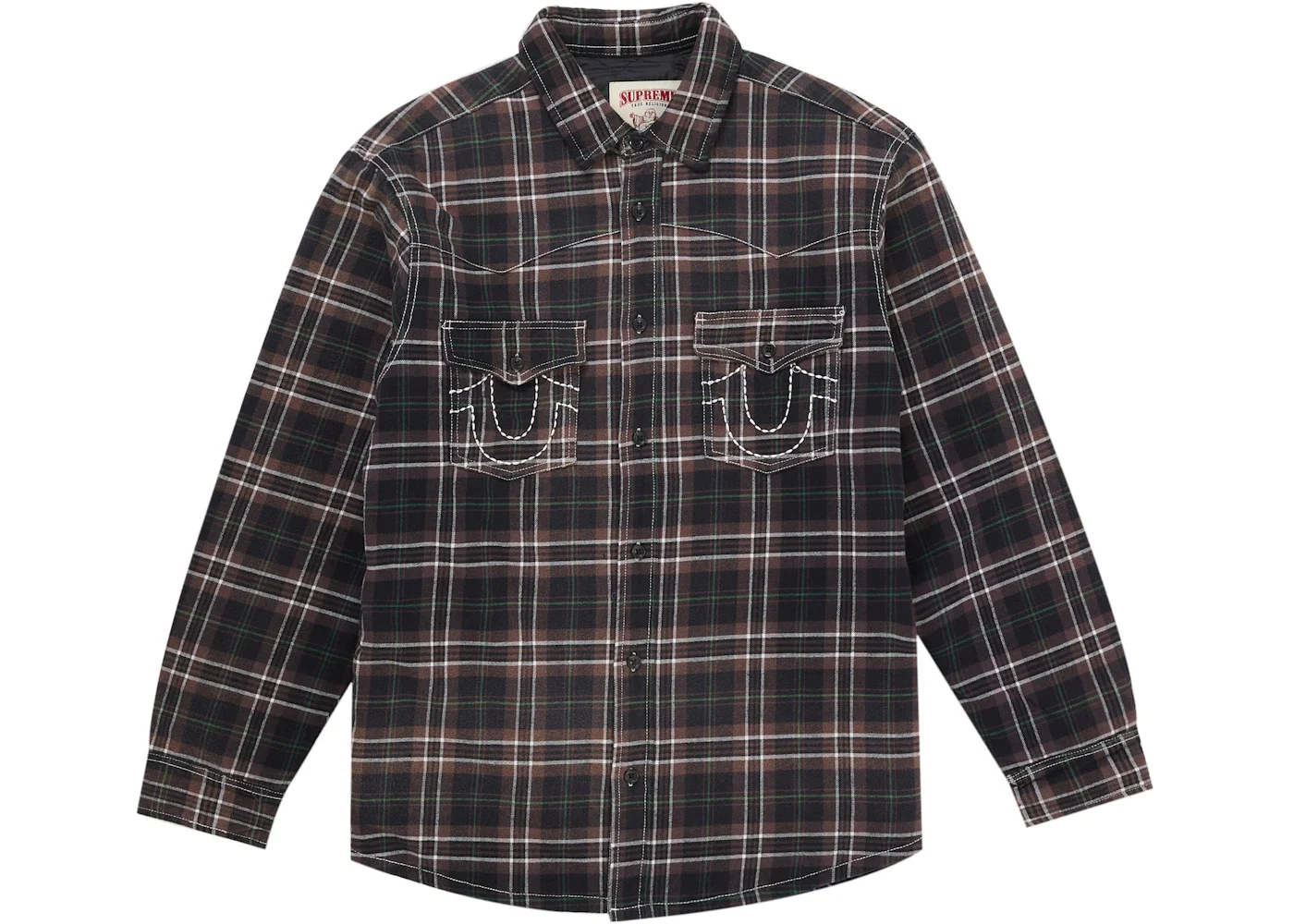 Supreme True Religion Quilted Lined Plaid Flannel Shirt Brown - 1