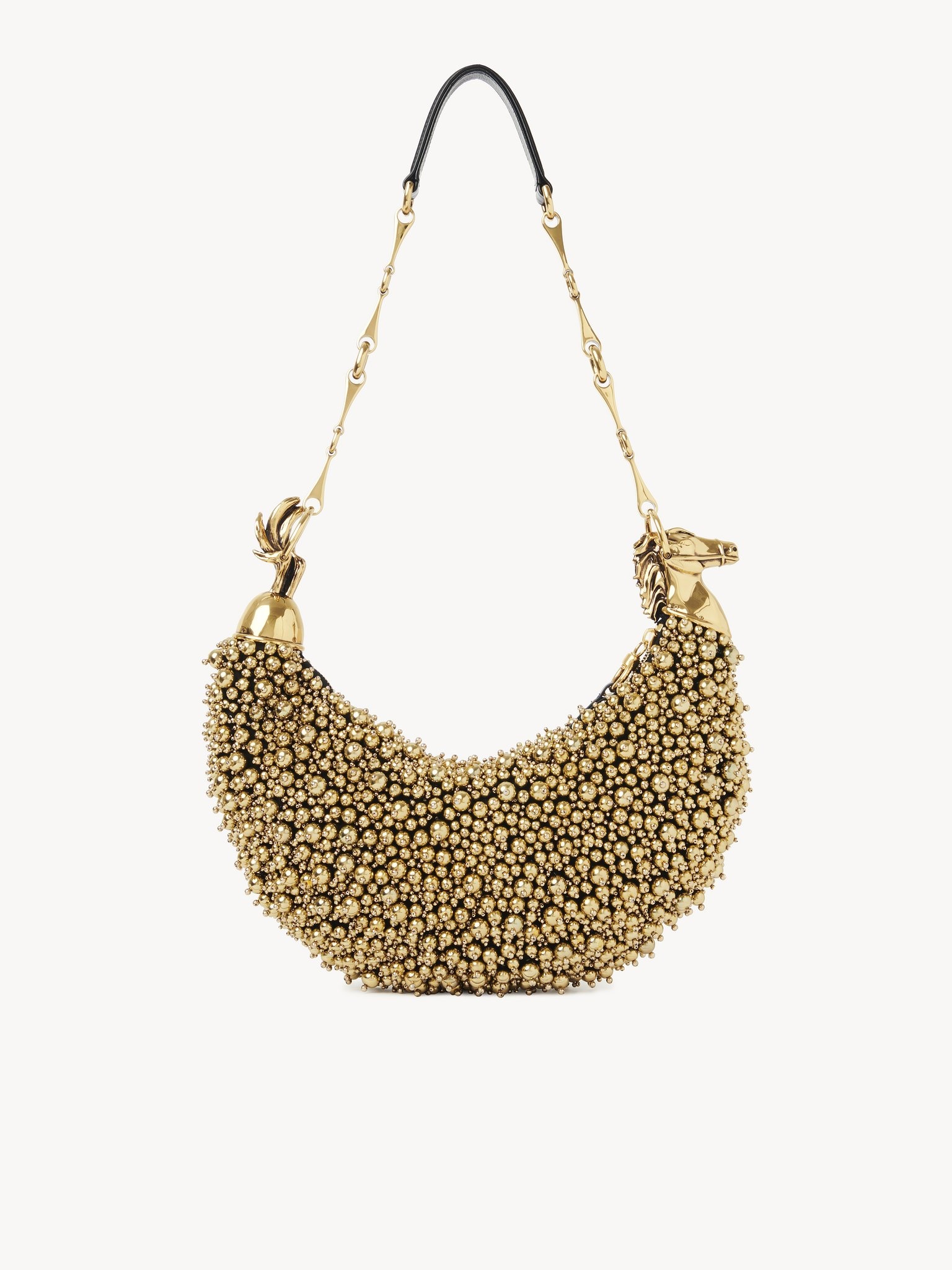 CHAIN HORSE SHOULDER BAG IN BEADED SUEDE LEATHER - 5