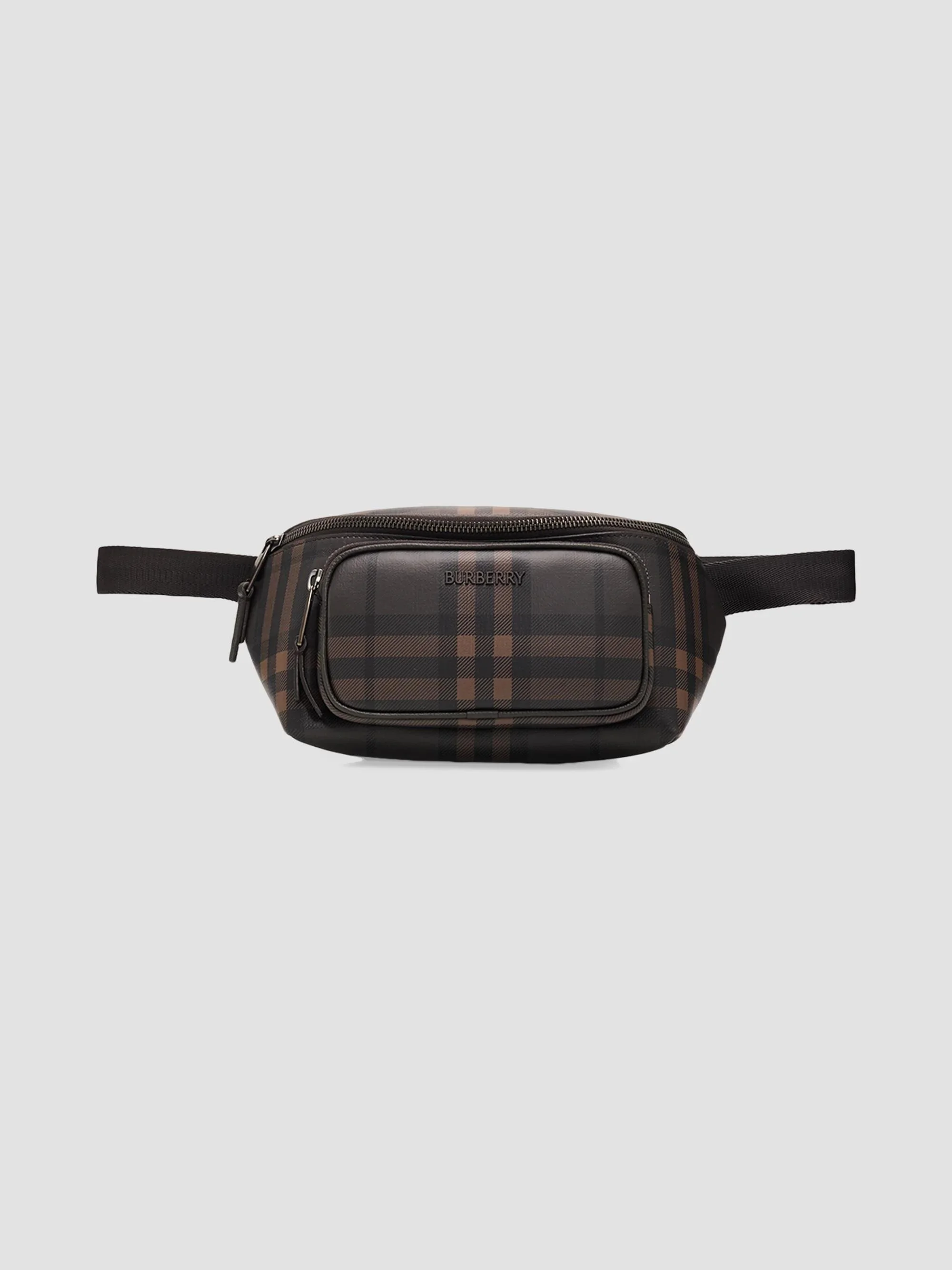 Men's City Check Belt Bag - Dark Brown - 1