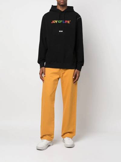 MSGM motif-embroidered cotton hoodie outlook