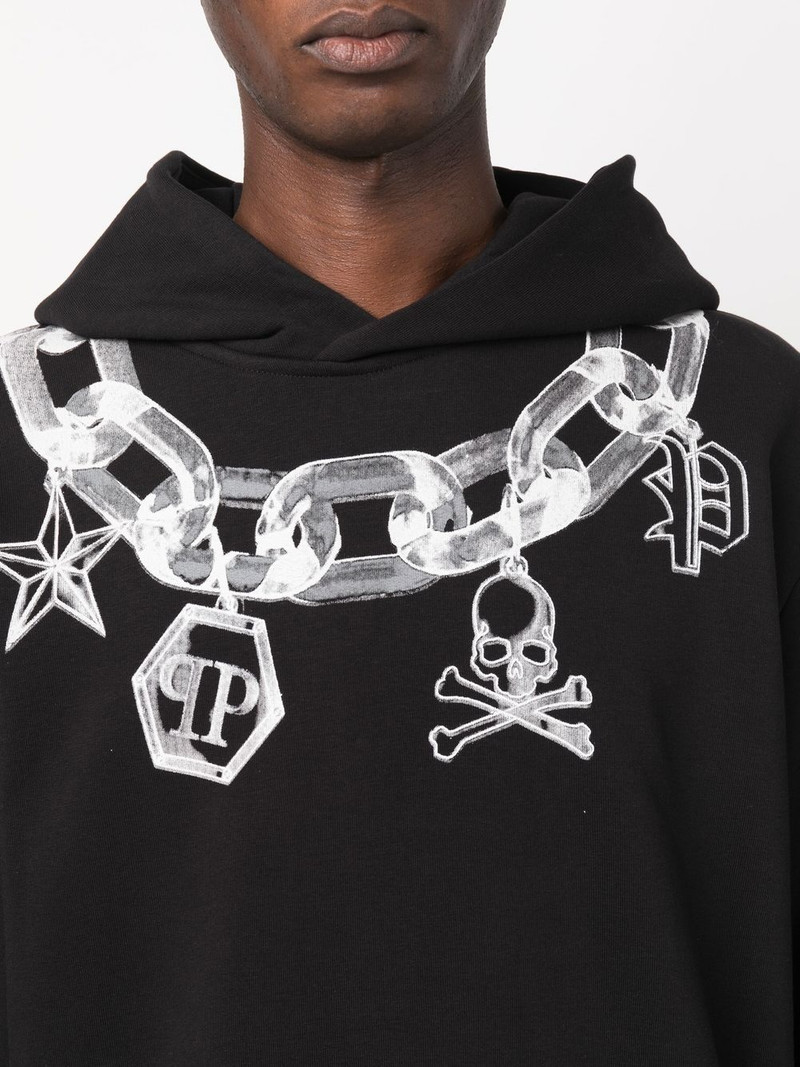 chain print cotton hoodie 5