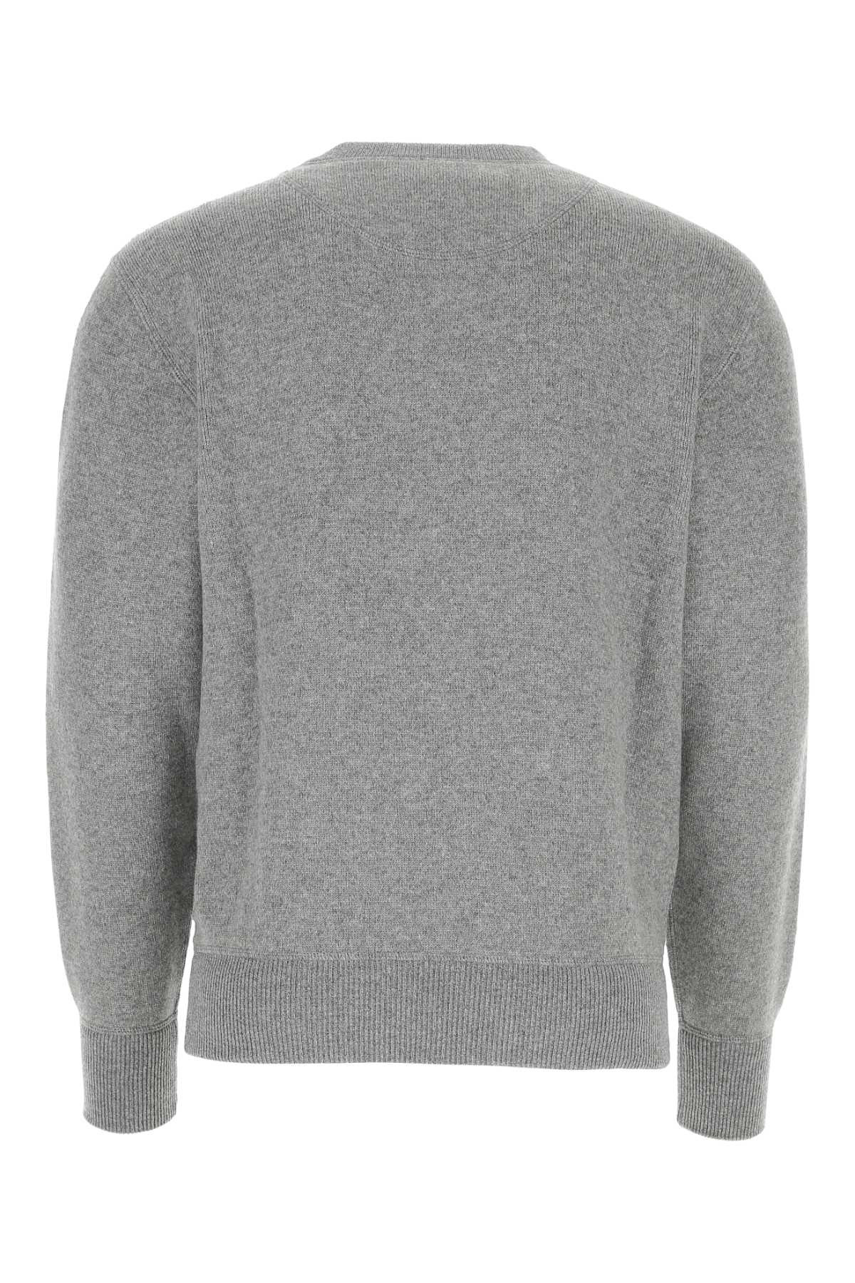 Prada Men Melange Grey Stretch Cashmere Blend Sweater - 2