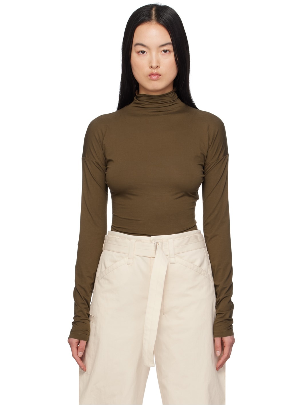 Brown Second Skin Turtleneck - 1