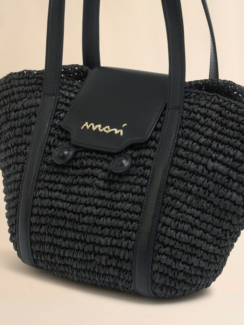 SMALL BLACK RAFFIA-EFFECT TRUNKAROO BEACH BAG - 5