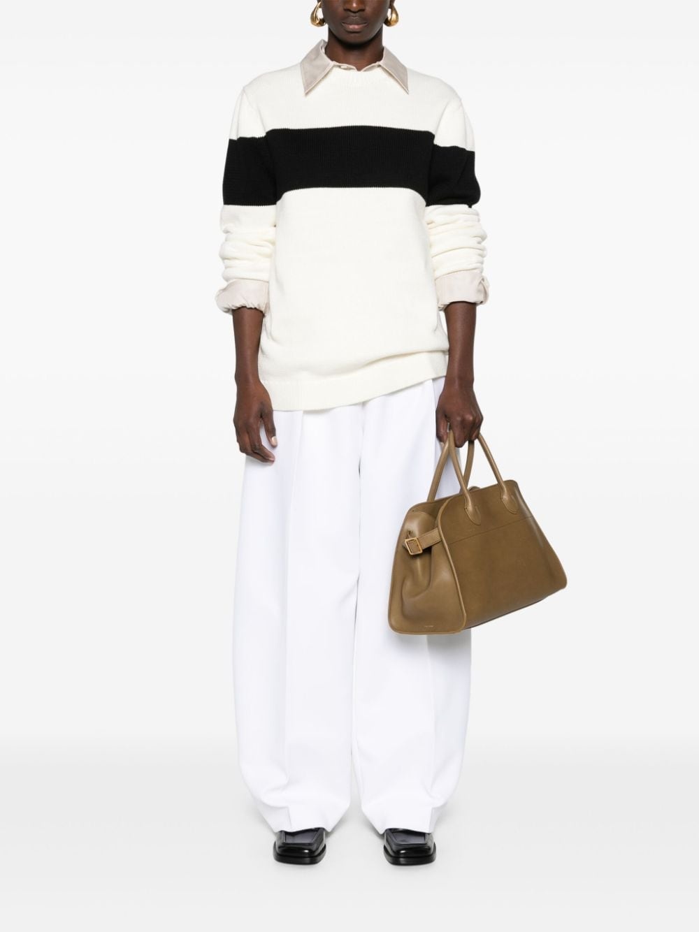 striped crew-neck jumper - 2