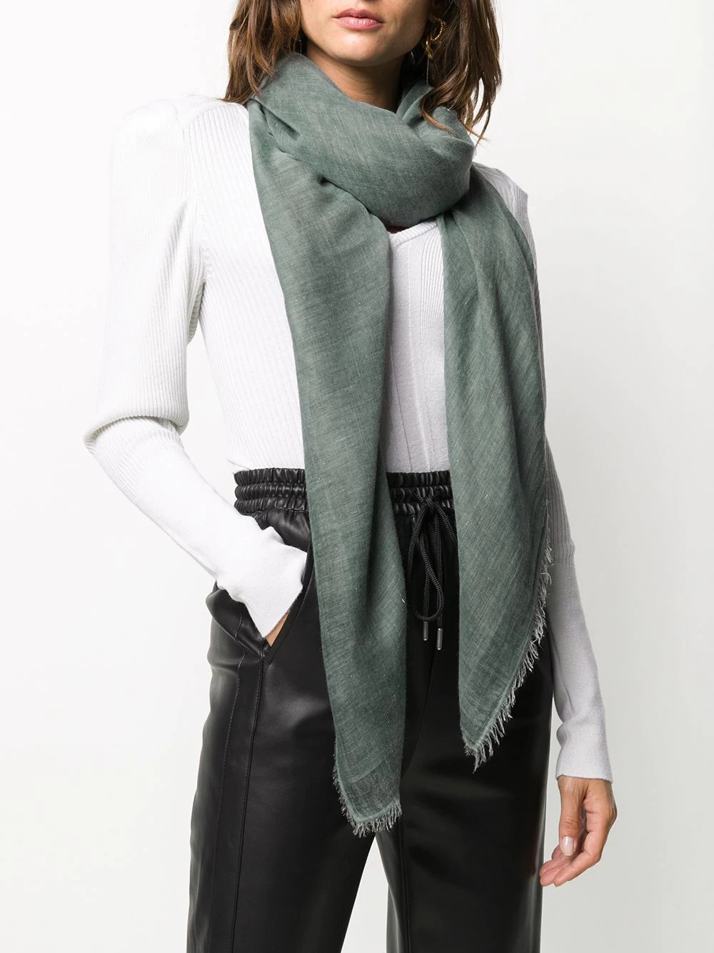 raw edge knitted scarf - 2