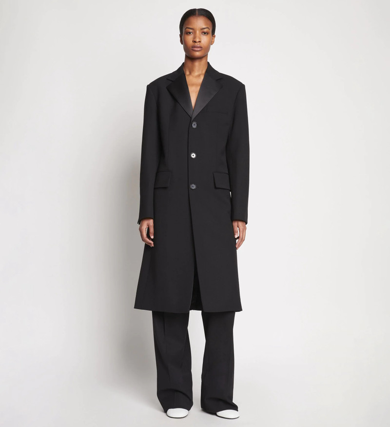 Proenza Schouler Satin Lapel Lightweight Wool Coat outlook