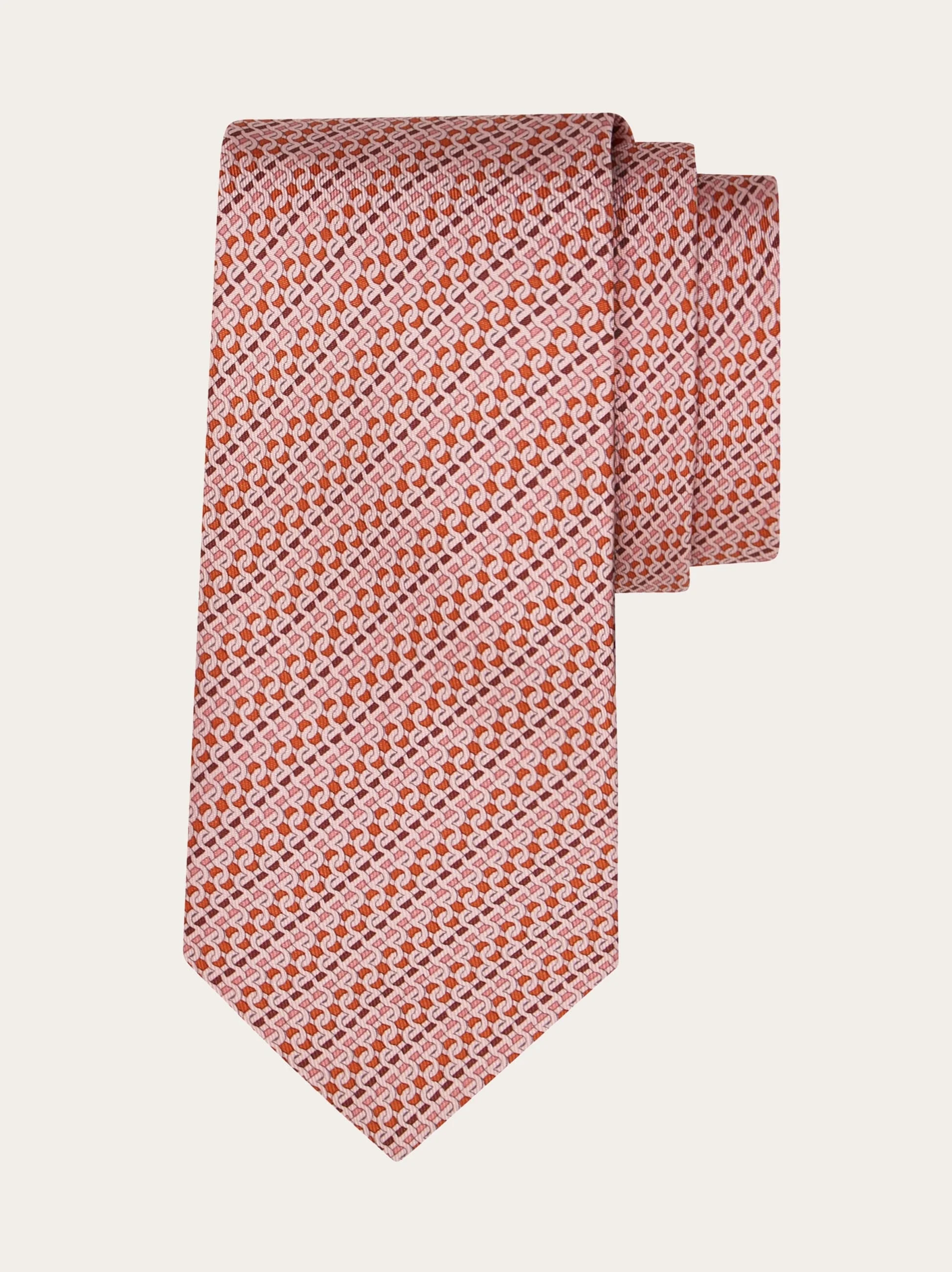Printed silk tie with interlocking Gancini and regimental stripes - 1