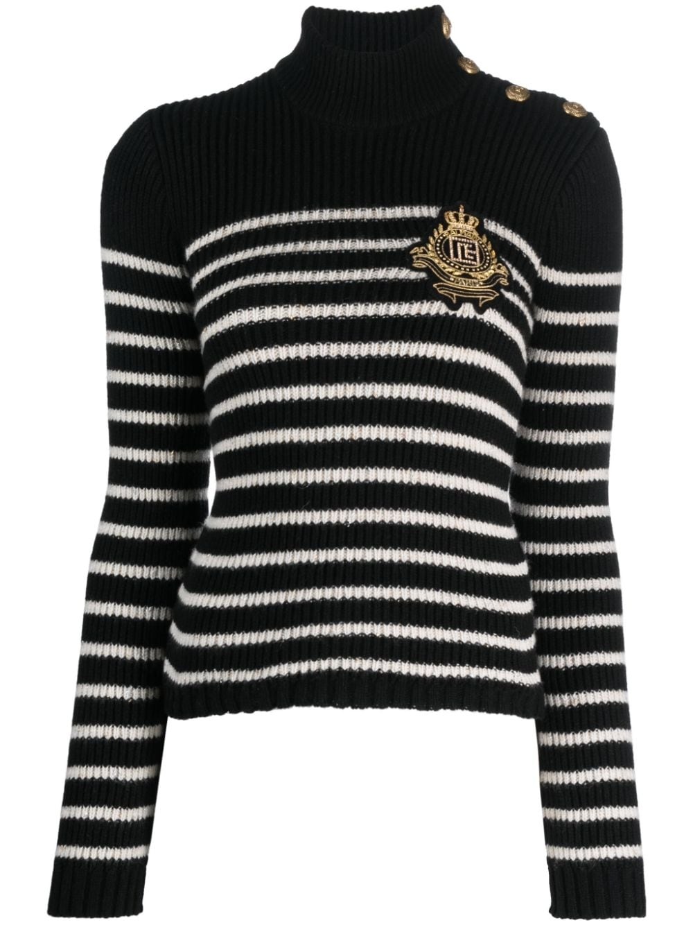 logo-patch striped jumper - 1