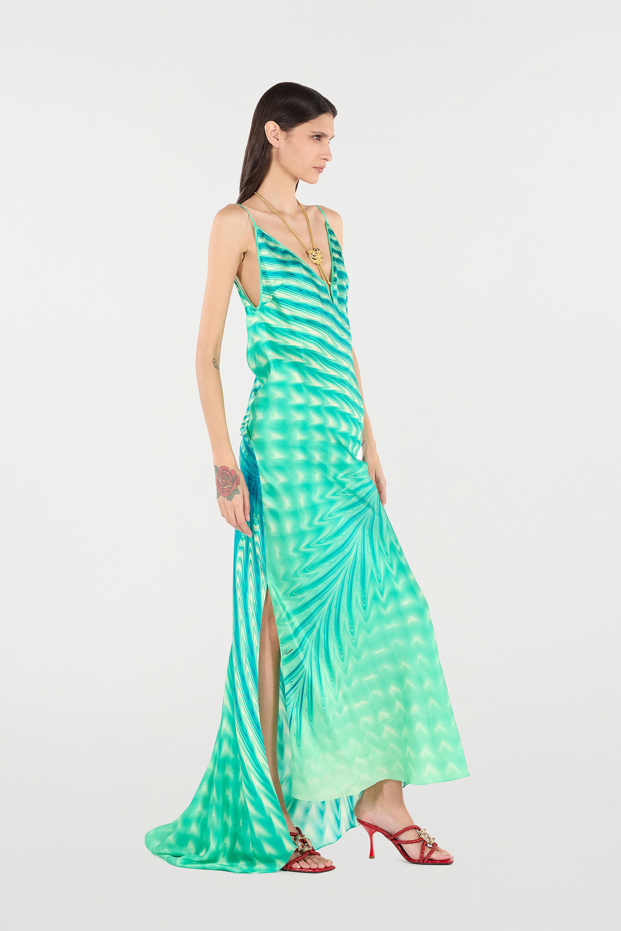 Dress With Psychedelic Print And Necklace - 3