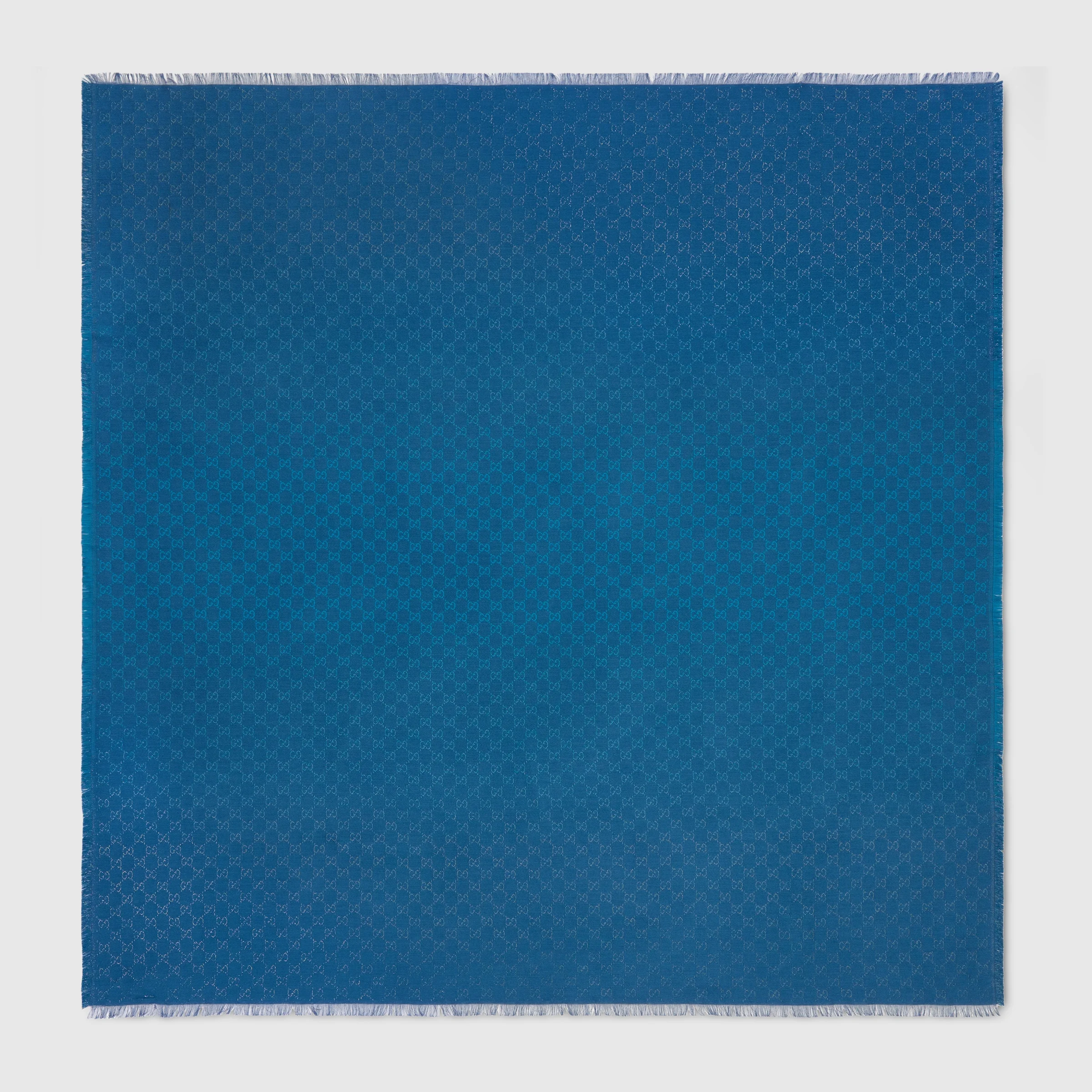 Printed GG cotton wool lamé shawl - 1