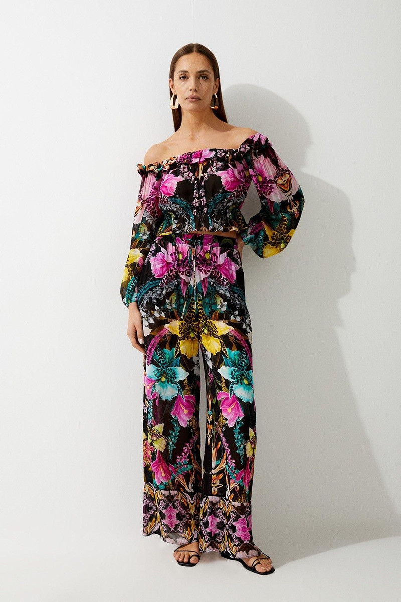 Tropical Floral Viscose Georgette Beach Top 3