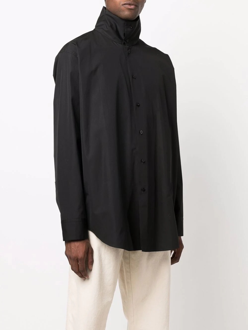 funnel-neck cotton shirt - 4