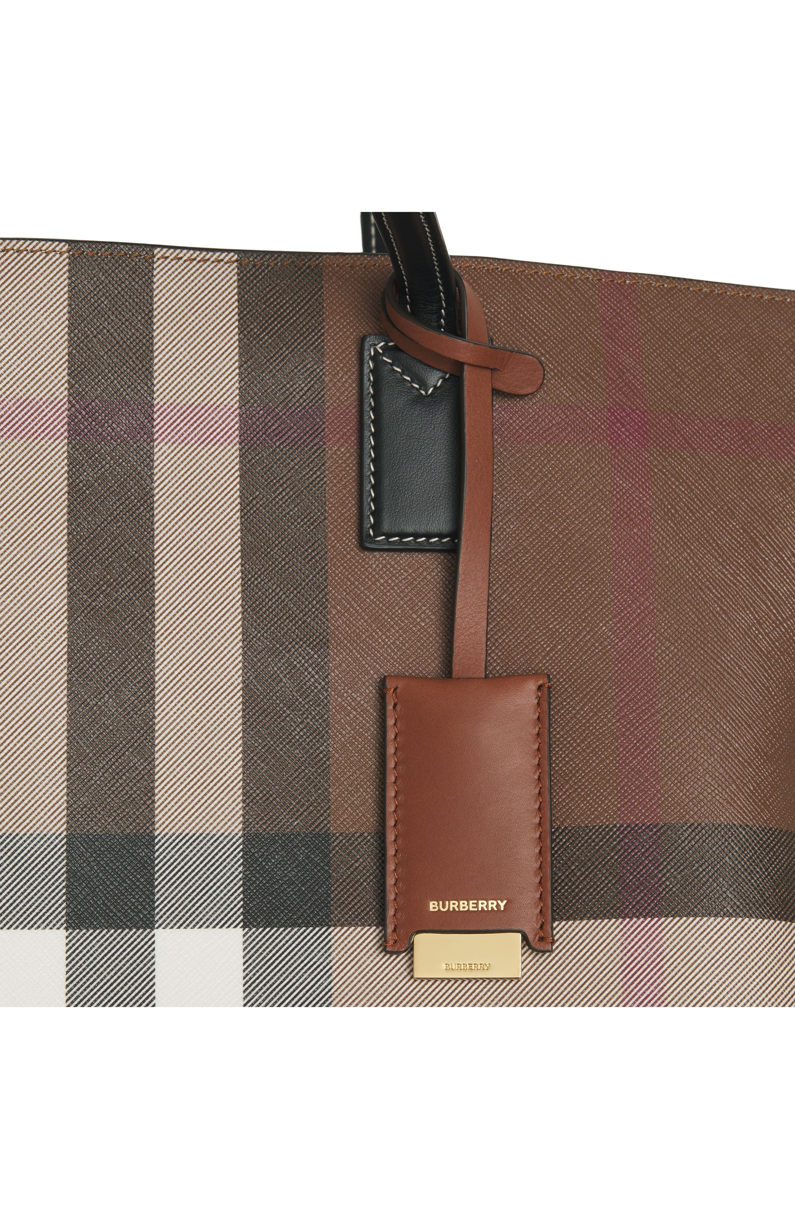 burberry Medium Check E-Canvas & Leather Tote in Dark Birch Brown Chk at Nordstrom - 7