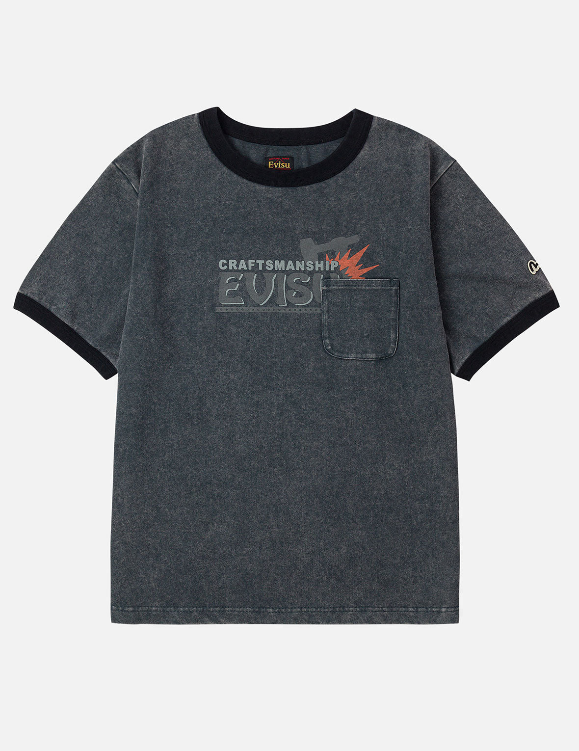 EVISU Workwear Print Relax Fit Ringer T-shirt - 3