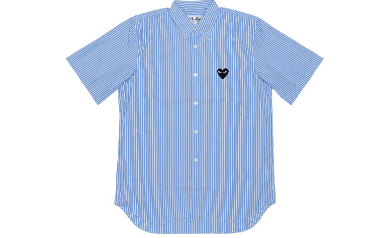 (WMNS) COMME des GARCONS PLAY Striped Short Sleeve Shirt Black Emblem 'Blue' AZ-B021-051-1 - 2
