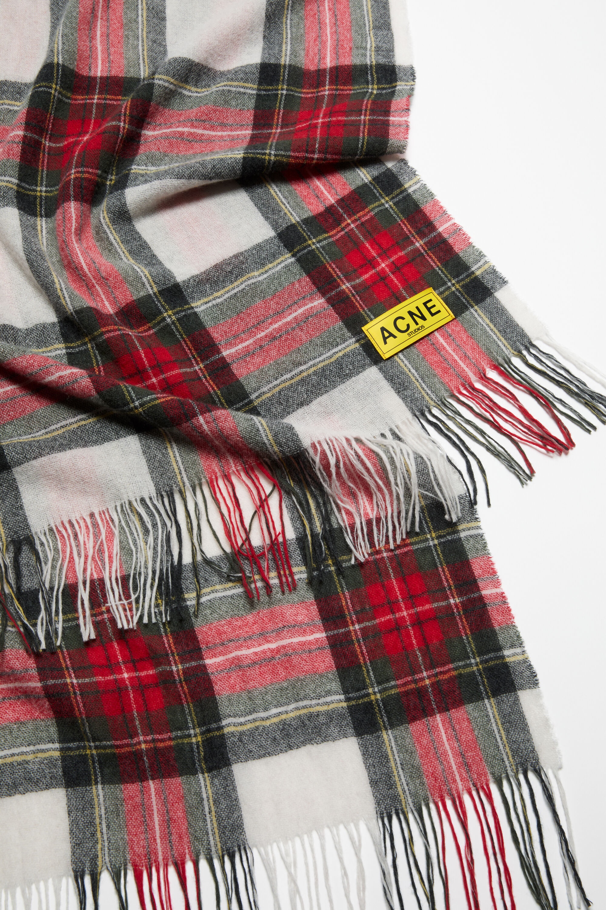 Check fringe scarf - Black/red/white - 4