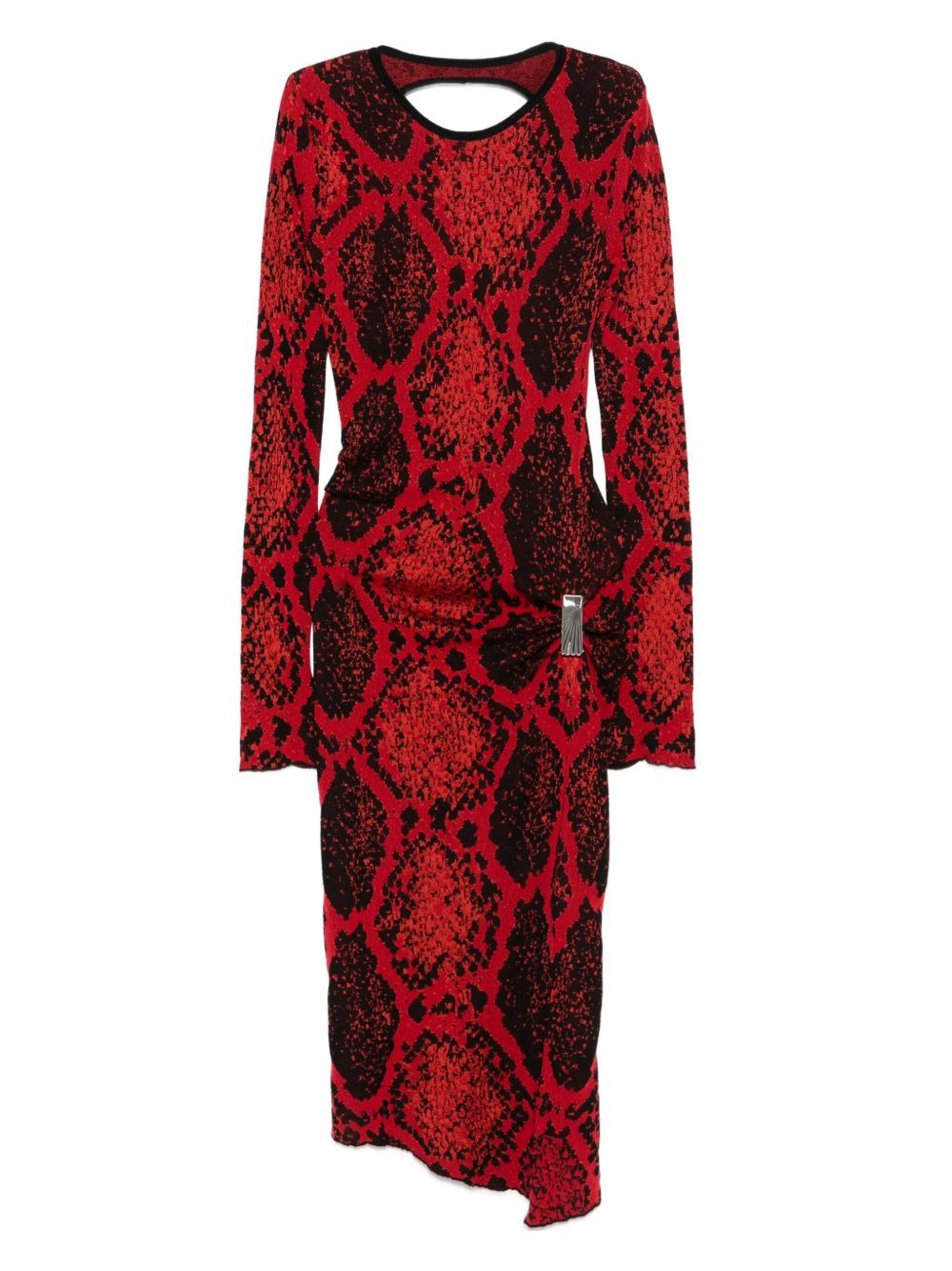 snakeskin-print midi dress - 1
