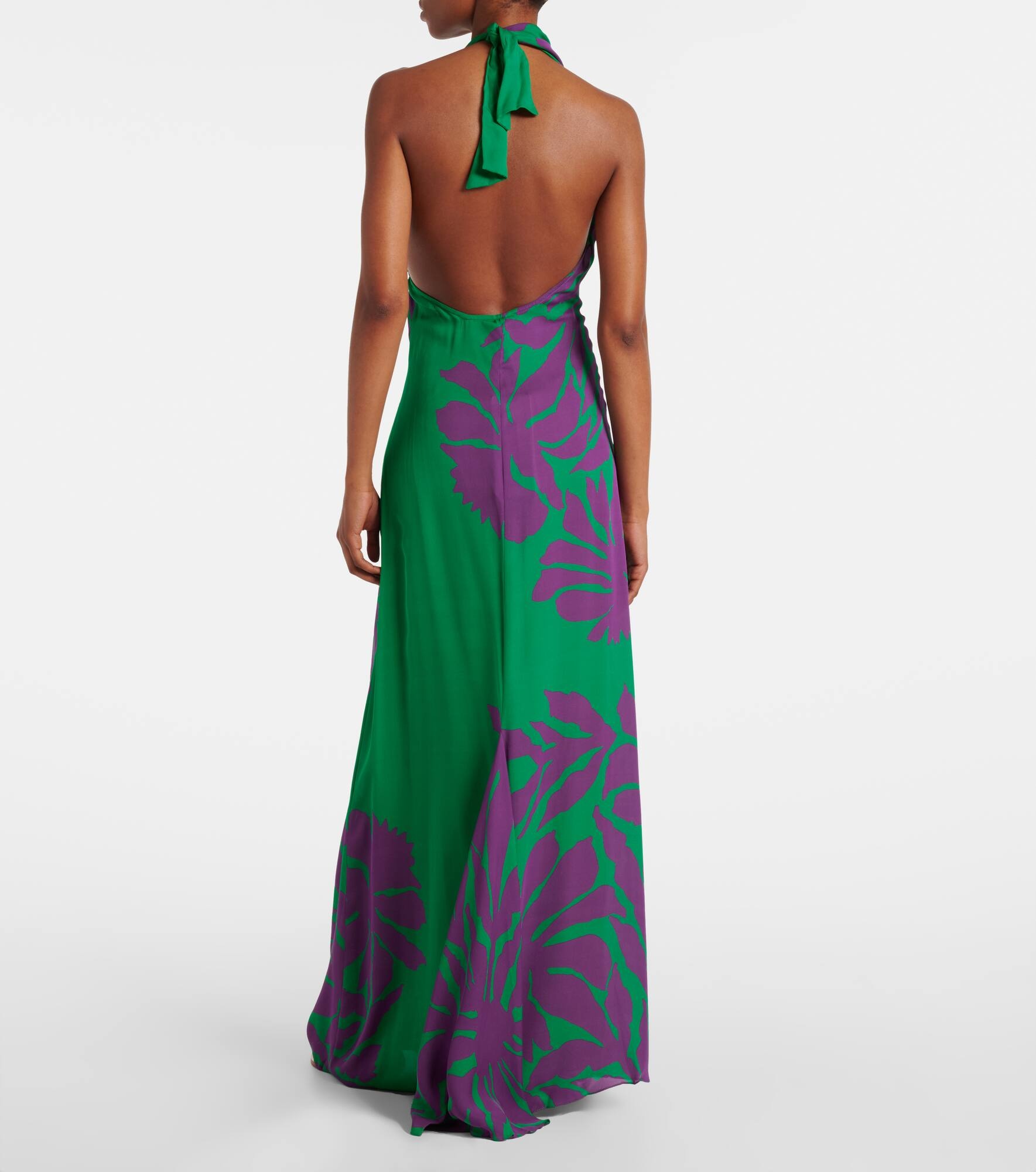 Halterneck printed silk gown - 3