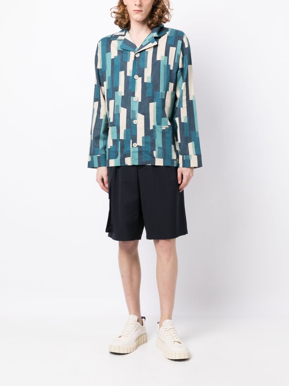 geometric-print button-up shirt - 2