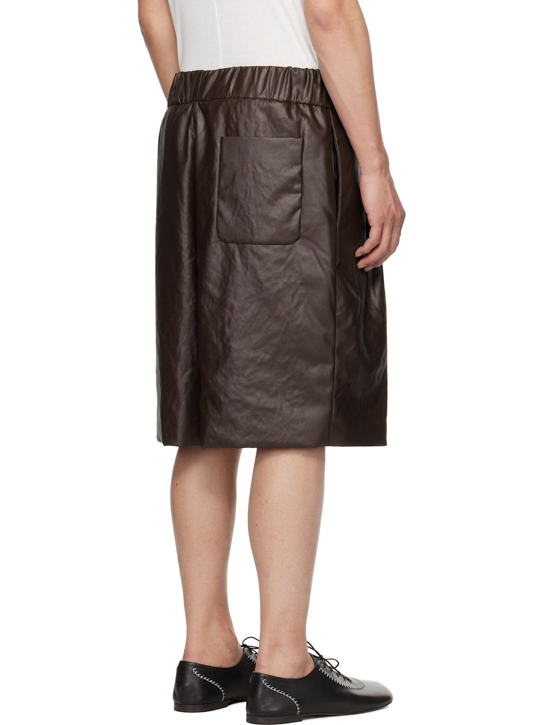Brown Pleated Shorts - 3