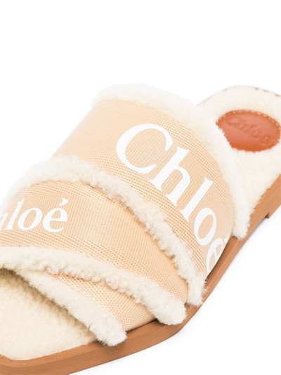 Chloé Woody logo-tape flat sandals outlook