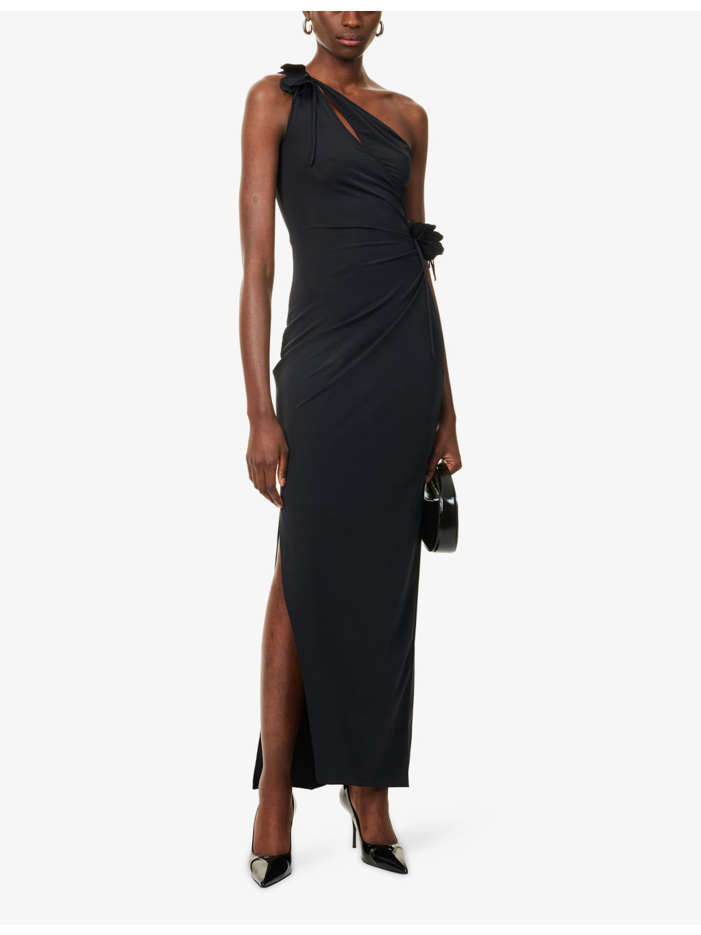 Asymmetric Flower Stretch-Jersey Gown - 2