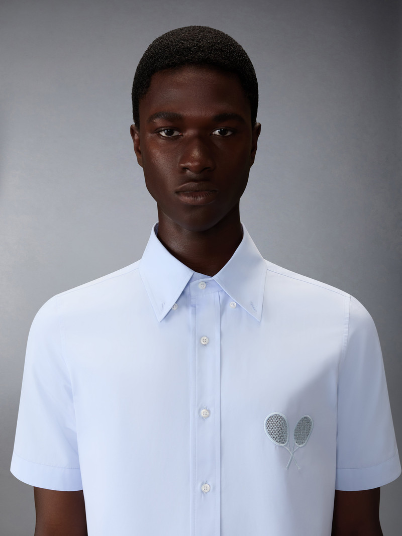 SOLID POPLIN TENNIS RACQUET EMBROIDERY SHORT SLEEVE SHIRT 7