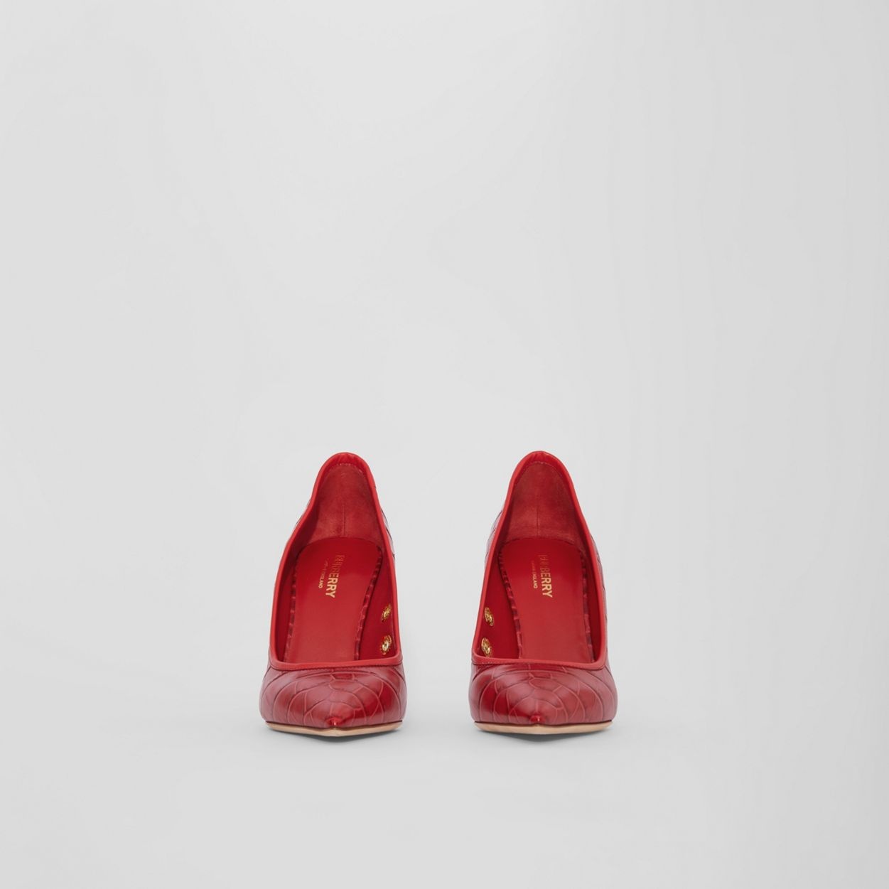 Embossed Leather Point-toe Pumps - 4