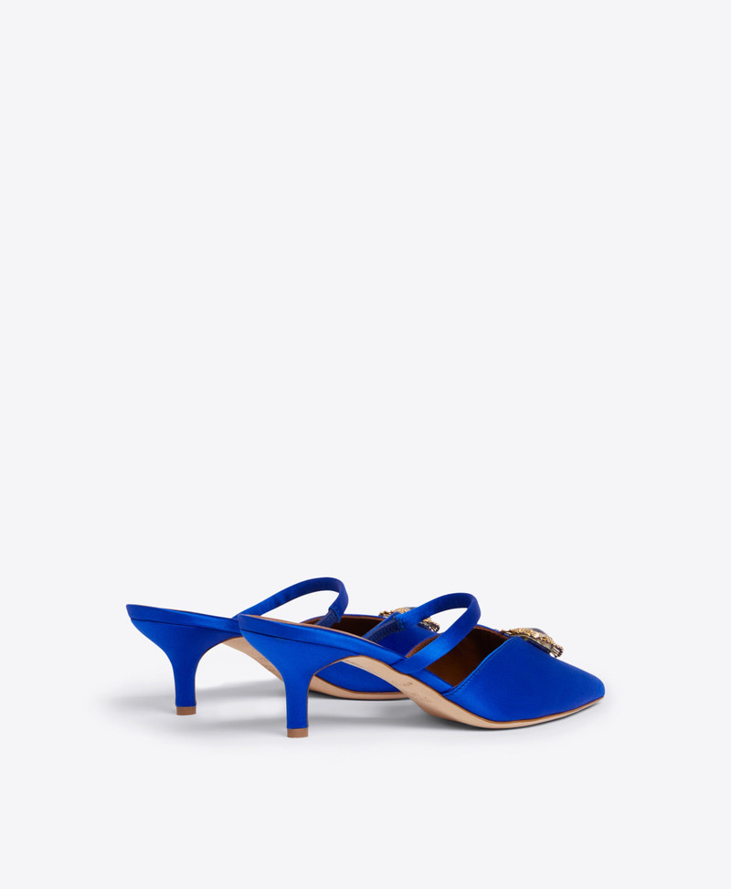 Marla 45 Blue Satin Mules 4