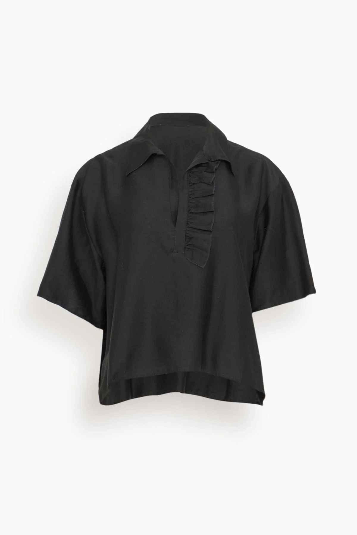 Luna Frill Short Sleeve Shirt in Black - 1