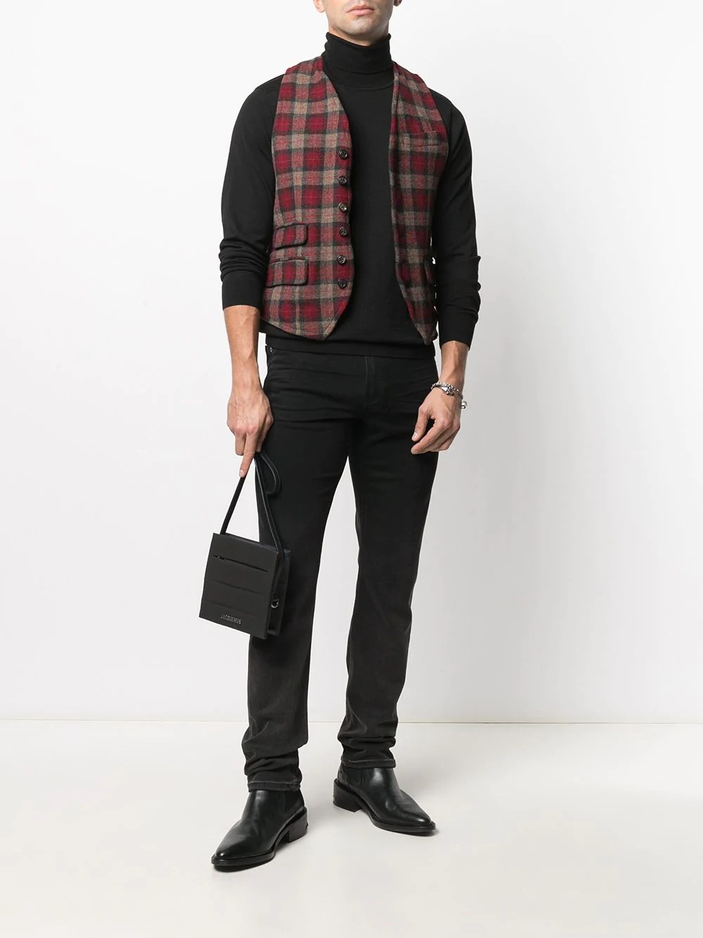 checked wool waistcoat - 2